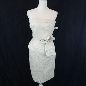 J Taylor Cream/Silver Strapless Dress 16 Nwot